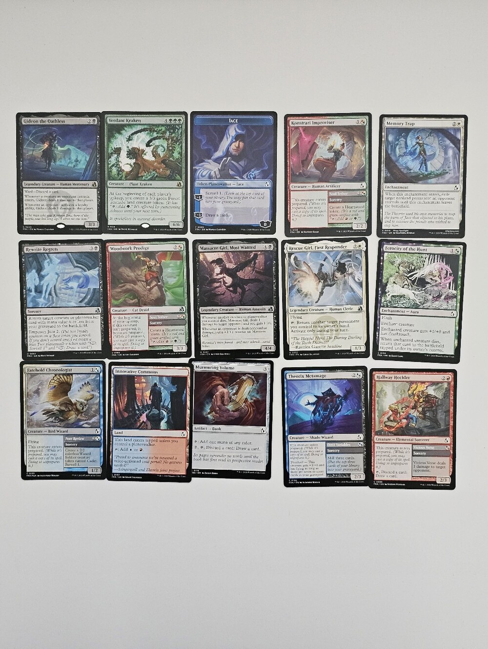 MTG Card Lot 15 Cards Reality Fracture Jace Gideon Massacre Girl Memory Trap